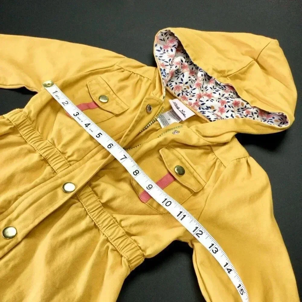 Little Lass Girls Yellow Elastic Waist Full Zip Hooded Anorak‎ Jacket Size 5